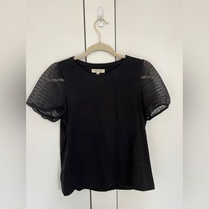 Madewell Black Chiffon Short Sleeve Top